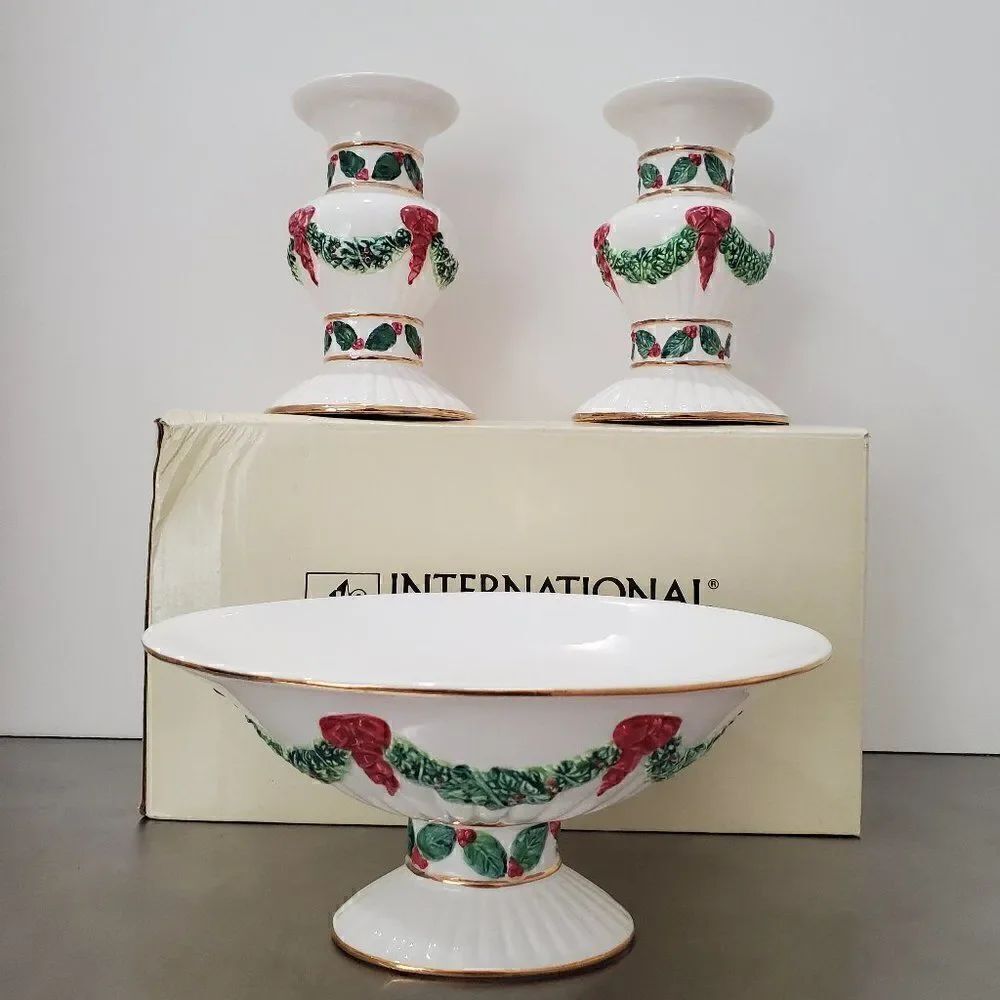International Silver Co. White Candy Dish Candle